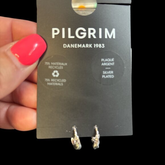 Pilgrim Danemark 1983 - Sparkly Twisted Hoops - Silver Plated - 15mm drop - Picture 2 of 3